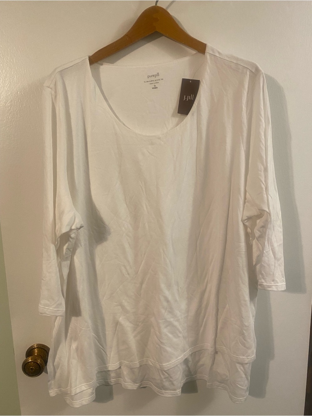 J. Jill White Scoop Neck 3/4 Sleeve Tunic